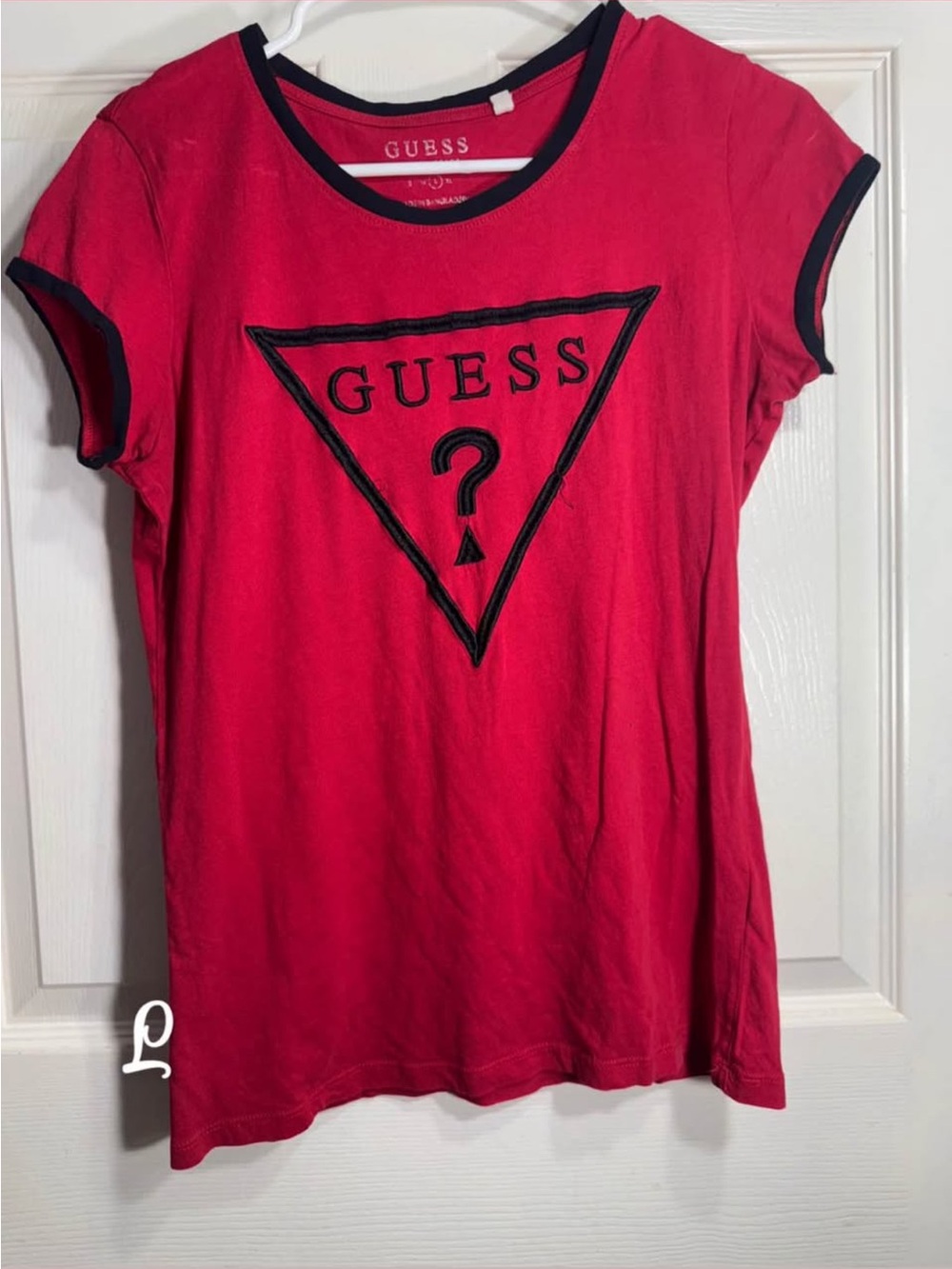 GUESS Red Tee with Black Logo Trim